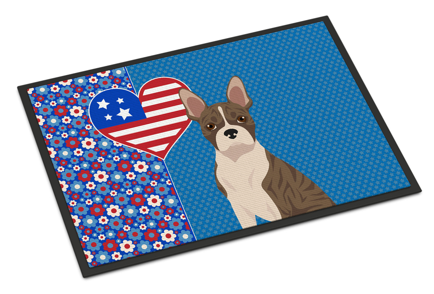 Brindle Boston Terrier USA American Doormat Indoor Outdoor 24H X 36W Front Door Mat Rugs for Entryway, Non Slip Washable Low Pile,