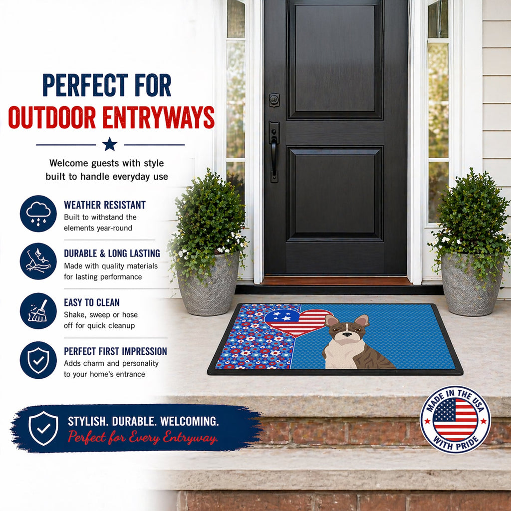 Brindle Boston Terrier USA American Doormat Indoor Outdoor 24H X 36W Front Door Mat Rugs for Entryway, Non Slip Washable Low Pile,