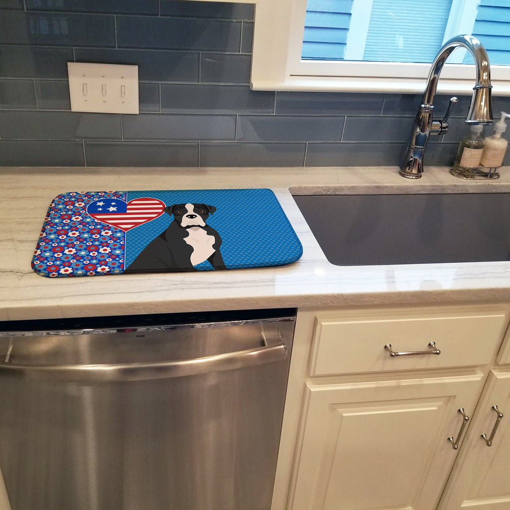 Natural Eared Black Boxer USA American Dish Drying Mat Absorbent Dish Drying Mat Pad for Kitchen Counter Dish Drainer Mat for Countertop, 14 x 21", Multicolor