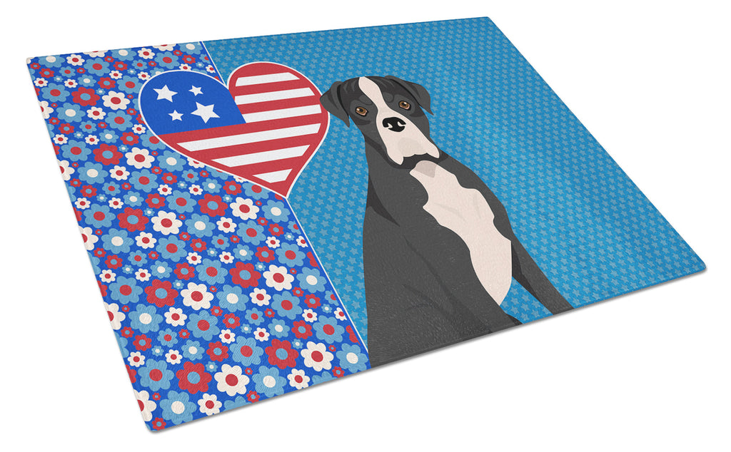 Natural Eared Black Boxer USA American Cutting Board Tempered Glass Kitchen Cutting Surface, Heat Resistant Chopping, Non-Slip Feet, Food Prep & Serving