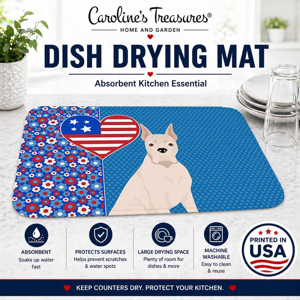 White Boxer USA American Dish Drying Mat Absorbent Dish Drying Mat Pad for Kitchen Counter Dish Drainer Mat for Countertop, 14 x 21", Multicolor