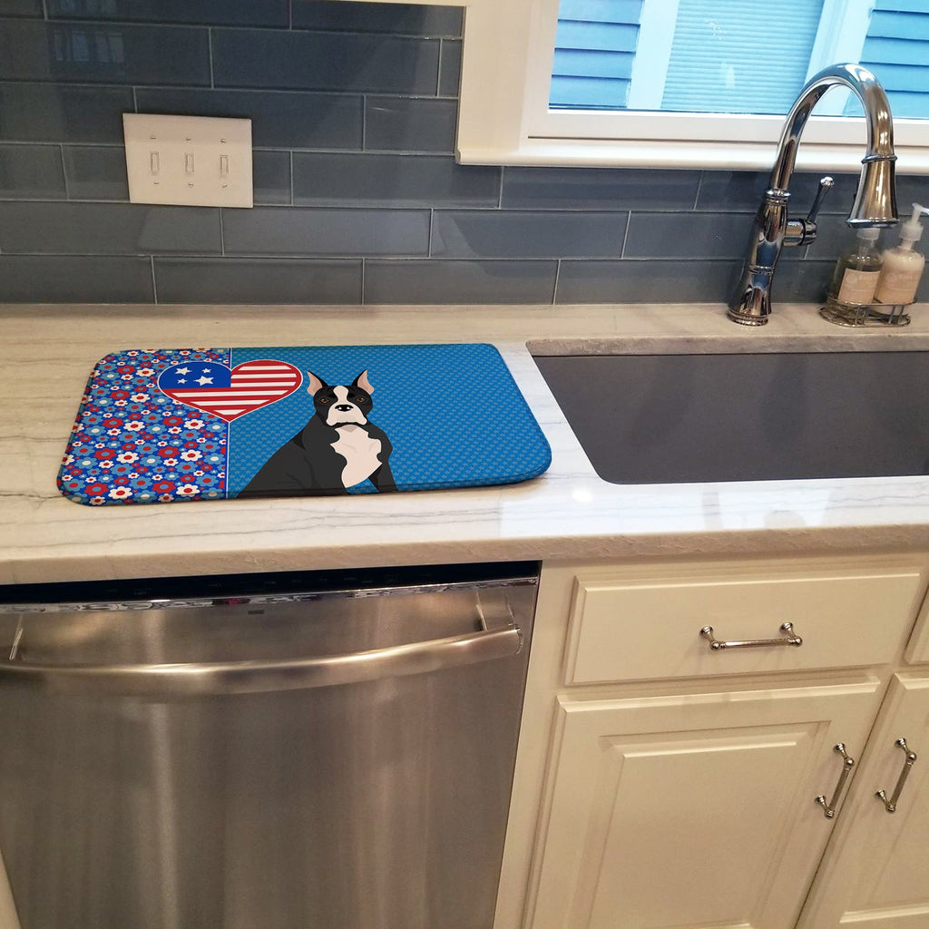 Black Boxer USA American Dish Drying Mat Absorbent Dish Drying Mat Pad for Kitchen Counter Dish Drainer Mat for Countertop, 14 x 21", Multicolor