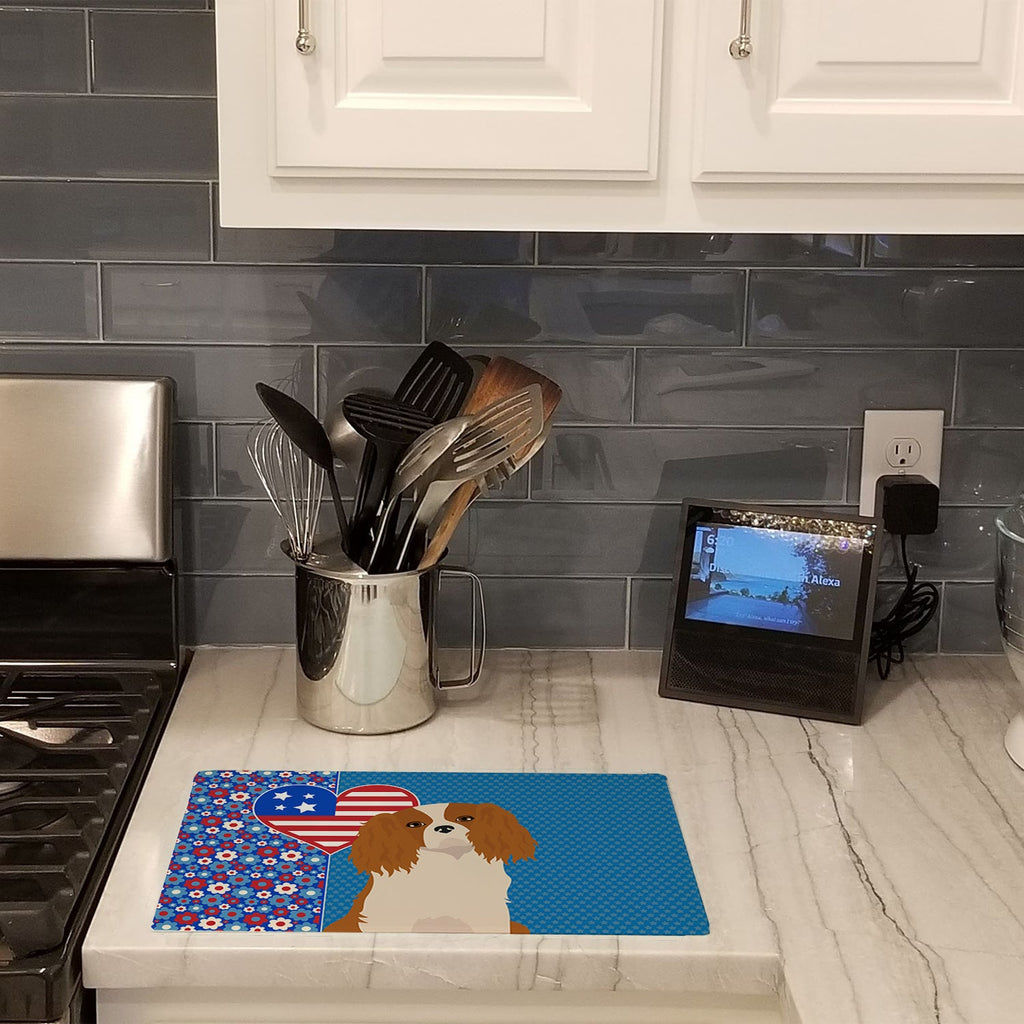 Blenheim Cavalier Spaniel USA American Cutting Board Tempered Glass Kitchen Cutting Surface, Heat Resistant Chopping, Non-Slip Feet, Food Prep & Serving