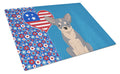 Blue and White Chihuahua USA American Cutting Board Tempered Glass Kitchen Cutting Surface, Heat Resistant Chopping, Non-Slip Feet, Food Prep & Serving