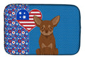 Chocolate and Tan Chihuahua USA American Dish Drying Mat Absorbent Dish Drying Mat Pad for Kitchen Counter Dish Drainer Mat for Countertop, 14 x 21", Multicolor