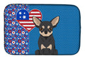 Black and Cream Chihuahua USA American Dish Drying Mat Absorbent Dish Drying Mat Pad for Kitchen Counter Dish Drainer Mat for Countertop, 14 x 21", Multicolor
