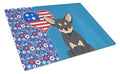 Black and Cream Chihuahua USA American Cutting Board Tempered Glass Kitchen Cutting Surface, Heat Resistant Chopping, Non-Slip Feet, Food Prep & Serving