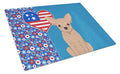 Cream Chihuahua USA American Cutting Board Tempered Glass Kitchen Cutting Surface, Heat Resistant Chopping, Non-Slip Feet, Food Prep & Serving