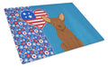 Chocolate Chihuahua USA American Cutting Board Tempered Glass Kitchen Cutting Surface, Heat Resistant Chopping, Non-Slip Feet, Food Prep & Serving
