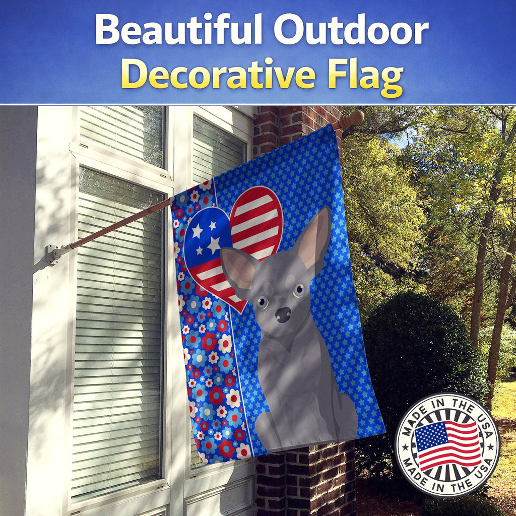 Blue Chihuahua USA American House Flag 28x40 Porch Sleeve Pole Decorative Outside Yard Banner Artwork Wall Hanging, Polyester
