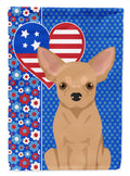 Gold Chihuahua USA American House Flag 28x40 Porch Sleeve Pole Decorative Outside Yard Banner Artwork Wall Hanging, Polyester