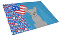 Silver Chihuahua USA American Cutting Board Tempered Glass Kitchen Cutting Surface, Heat Resistant Chopping, Non-Slip Feet, Food Prep & Serving