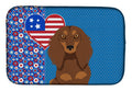Longhair Chocolate and Tan Dachshund USA American Dish Drying Mat Absorbent Dish Drying Mat Pad for Kitchen Counter Dish Drainer Mat for Countertop, 14 x 21", Multicolor