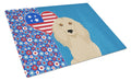 Longhair Cream Dachshund USA American Cutting Board Tempered Glass Kitchen Cutting Surface, Heat Resistant Chopping, Non-Slip Feet, Food Prep & Serving