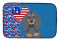 Longhair Blue and Tan Dachshund USA American Dish Drying Mat Absorbent Dish Drying Mat Pad for Kitchen Counter Dish Drainer Mat for Countertop, 14 x 21", Multicolor