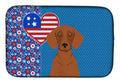 Red Dachshund USA American Dish Drying Mat Absorbent Dish Drying Mat Pad for Kitchen Counter Dish Drainer Mat for Countertop, 14 x 21", Multicolor