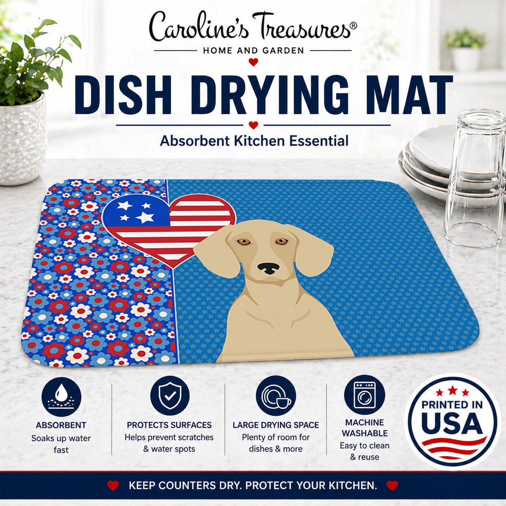 Cream Dachshund USA American Dish Drying Mat Absorbent Dish Drying Mat Pad for Kitchen Counter Dish Drainer Mat for Countertop, 14 x 21", Multicolor