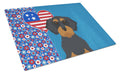 Wirehair Black and Tan Dachshund USA American Cutting Board Tempered Glass Kitchen Cutting Surface, Heat Resistant Chopping, Non-Slip Feet, Food Prep & Serving