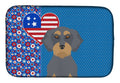 Wirehair Blue and Tan Dachshund USA American Dish Drying Mat Absorbent Dish Drying Mat Pad for Kitchen Counter Dish Drainer Mat for Countertop, 14 x 21", Multicolor