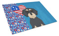 Wirehair Black and Cream Dachshund USA American Cutting Board Tempered Glass Kitchen Cutting Surface, Heat Resistant Chopping, Non-Slip Feet, Food Prep & Serving