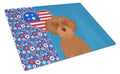 Wirehair Red Dachshund USA American Cutting Board Tempered Glass Kitchen Cutting Surface, Heat Resistant Chopping, Non-Slip Feet, Food Prep & Serving