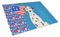 Dalmatian USA American Cutting Board Tempered Glass Kitchen Cutting Surface, Heat Resistant Chopping, Non-Slip Feet, Food Prep & Serving