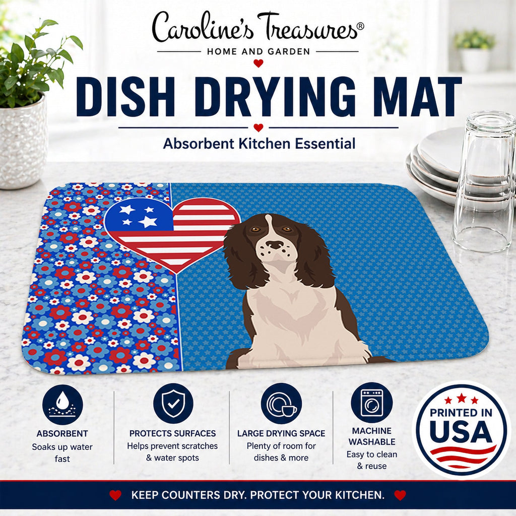 Liver English Springer Spaniel USA American Dish Drying Mat Absorbent Dish Drying Mat Pad for Kitchen Counter Dish Drainer Mat for Countertop, 14 x 21", Multicolor