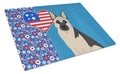 Black and Silver German Shepherd USA American Cutting Board Tempered Glass Kitchen Cutting Surface, Heat Resistant Chopping, Non-Slip Feet, Food Prep & Serving