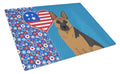 Black and Tan German Shepherd USA American Cutting Board Tempered Glass Kitchen Cutting Surface, Heat Resistant Chopping, Non-Slip Feet, Food Prep & Serving