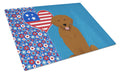 Mahogany Golden Retriever USA American Cutting Board Tempered Glass Kitchen Cutting Surface, Heat Resistant Chopping, Non-Slip Feet, Food Prep & Serving