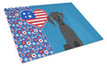 Black Great Dane USA American Cutting Board Tempered Glass Kitchen Cutting Surface, Heat Resistant Chopping, Non-Slip Feet, Food Prep & Serving