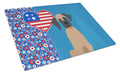 Fawn Great Dane USA American Cutting Board Tempered Glass Kitchen Cutting Surface, Heat Resistant Chopping, Non-Slip Feet, Food Prep & Serving