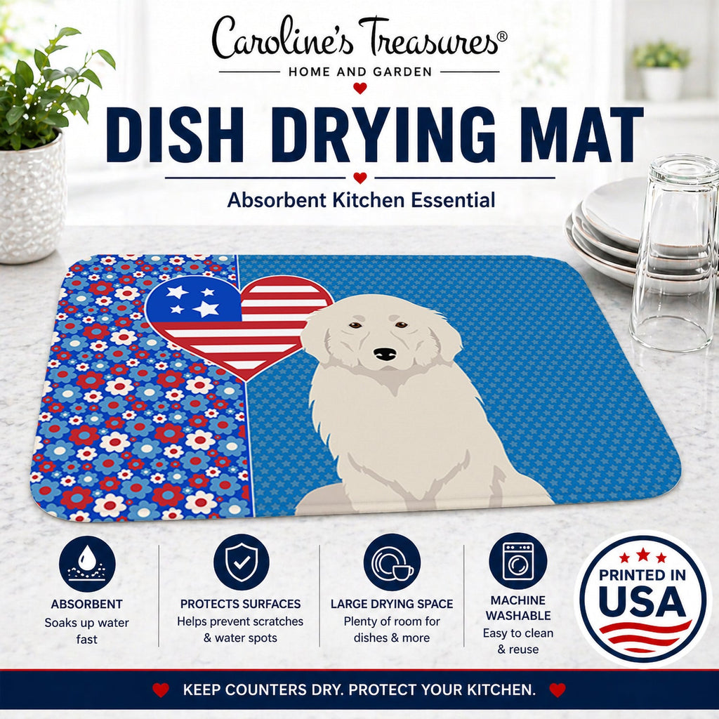 Great Pyrenees USA American Dish Drying Mat Absorbent Dish Drying Mat Pad for Kitchen Counter Dish Drainer Mat for Countertop, 14 x 21", Multicolor