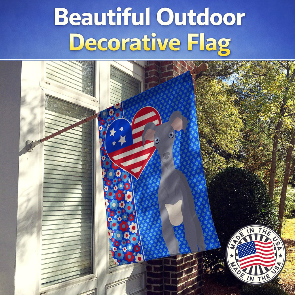 Gray Italian Greyhound USA American House Flag 28x40 Porch Sleeve Pole Decorative Outside Yard Banner Artwork Wall Hanging, Polyester