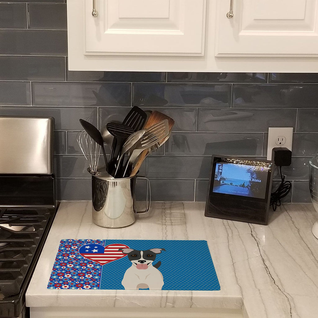 Black White Smooth Jack Russell Terrier USA American Cutting Board Tempered Glass Kitchen Cutting Surface, Heat Resistant Chopping, Non-Slip Feet, Food Prep & Serving