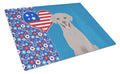 Gray Labrador Retriever USA American Cutting Board Tempered Glass Kitchen Cutting Surface, Heat Resistant Chopping, Non-Slip Feet, Food Prep & Serving