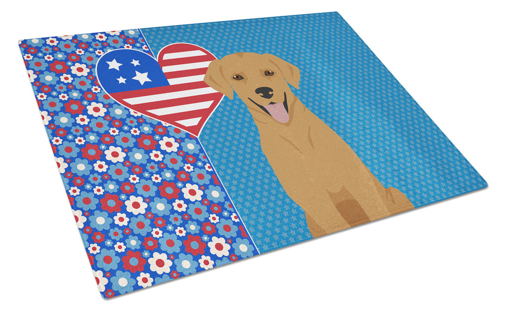 Red Fox Labrador Retriever USA American Cutting Board Tempered Glass Kitchen Cutting Surface, Heat Resistant Chopping, Non-Slip Feet, Food Prep & Serving
