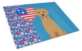 Red Fox Labrador Retriever USA American Cutting Board Tempered Glass Kitchen Cutting Surface, Heat Resistant Chopping, Non-Slip Feet, Food Prep & Serving