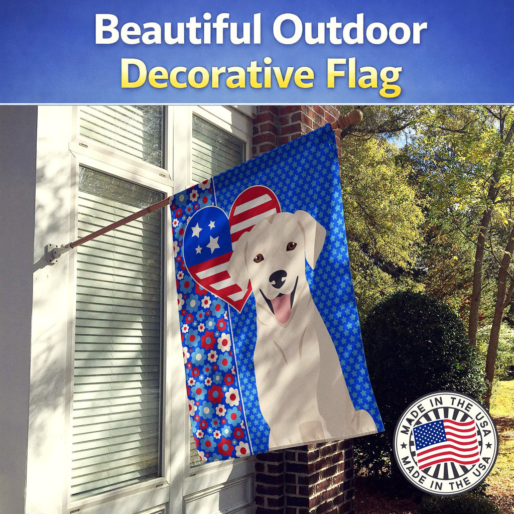 White Cream Labrador Retriever USA American House Flag 28x40 Porch Sleeve Pole Decorative Outside Yard Banner Artwork Wall Hanging, Polyester
