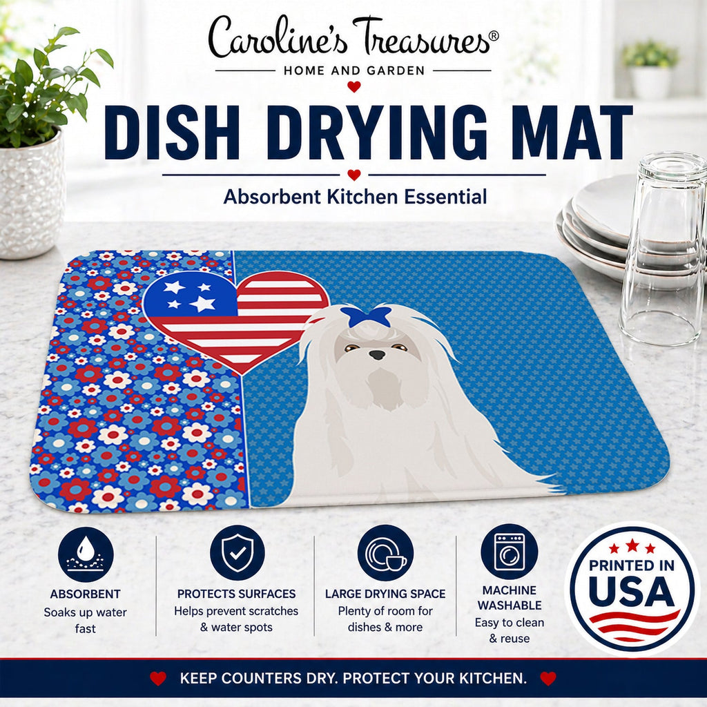 Maltese USA American Dish Drying Mat Absorbent Dish Drying Mat Pad for Kitchen Counter Dish Drainer Mat for Countertop, 14 x 21", Multicolor