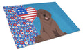 Brown Newfoundland USA American Cutting Board Tempered Glass Kitchen Cutting Surface, Heat Resistant Chopping, Non-Slip Feet, Food Prep & Serving