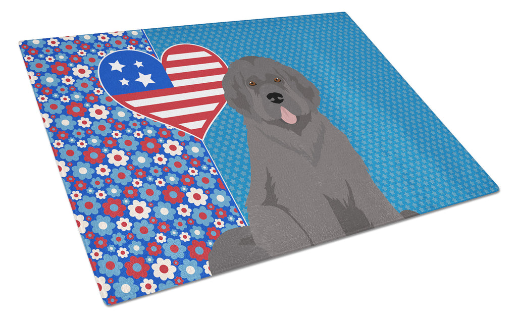 Grey Newfoundland USA American Cutting Board Tempered Glass Kitchen Cutting Surface, Heat Resistant Chopping, Non-Slip Feet, Food Prep & Serving