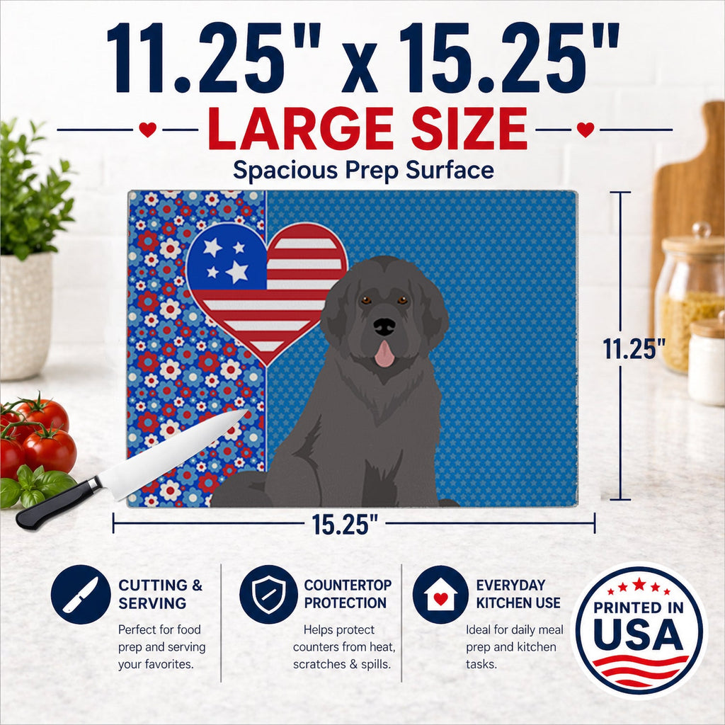 Grey Newfoundland USA American Cutting Board Tempered Glass Kitchen Cutting Surface, Heat Resistant Chopping, Non-Slip Feet, Food Prep & Serving