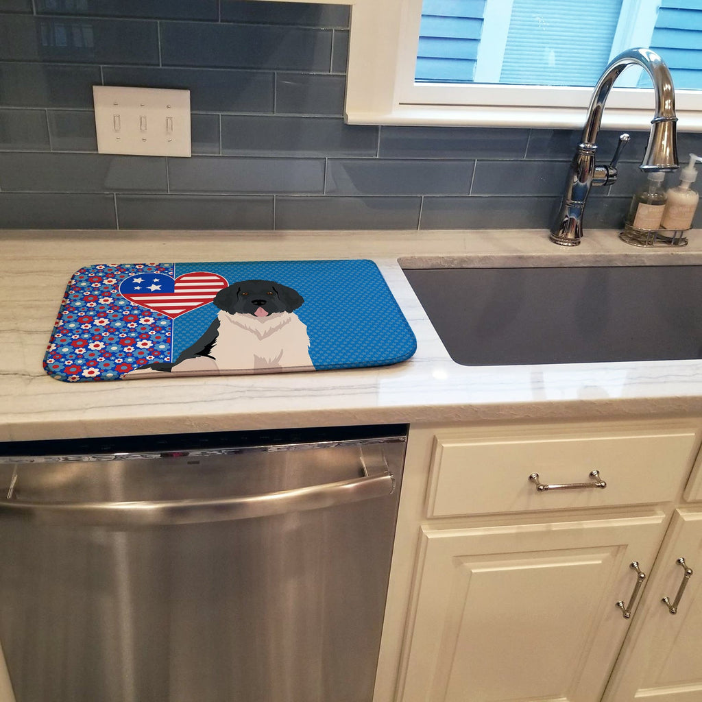Landseer Newfoundland USA American Dish Drying Mat Absorbent Dish Drying Mat Pad for Kitchen Counter Dish Drainer Mat for Countertop, 14 x 21", Multicolor