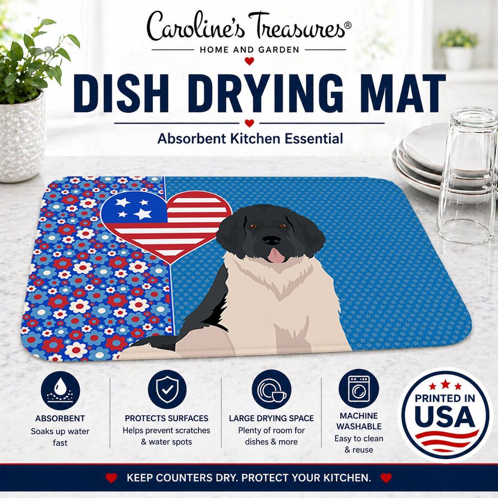 Landseer Newfoundland USA American Dish Drying Mat Absorbent Dish Drying Mat Pad for Kitchen Counter Dish Drainer Mat for Countertop, 14 x 21", Multicolor