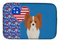 Red and White Papillon USA American Dish Drying Mat Absorbent Dish Drying Mat Pad for Kitchen Counter Dish Drainer Mat for Countertop, 14 x 21", Multicolor