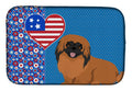 Red Pekingese USA American Dish Drying Mat Absorbent Dish Drying Mat Pad for Kitchen Counter Dish Drainer Mat for Countertop, 14 x 21", Multicolor