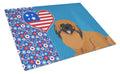 Red Pekingese USA American Cutting Board Tempered Glass Kitchen Cutting Surface, Heat Resistant Chopping, Non-Slip Feet, Food Prep & Serving