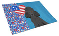 Toy Black Poodle USA American Cutting Board Tempered Glass Kitchen Cutting Surface, Heat Resistant Chopping, Non-Slip Feet, Food Prep & Serving