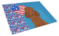 Toy Red Poodle USA American Cutting Board Tempered Glass Kitchen Cutting Surface, Heat Resistant Chopping, Non-Slip Feet, Food Prep & Serving
